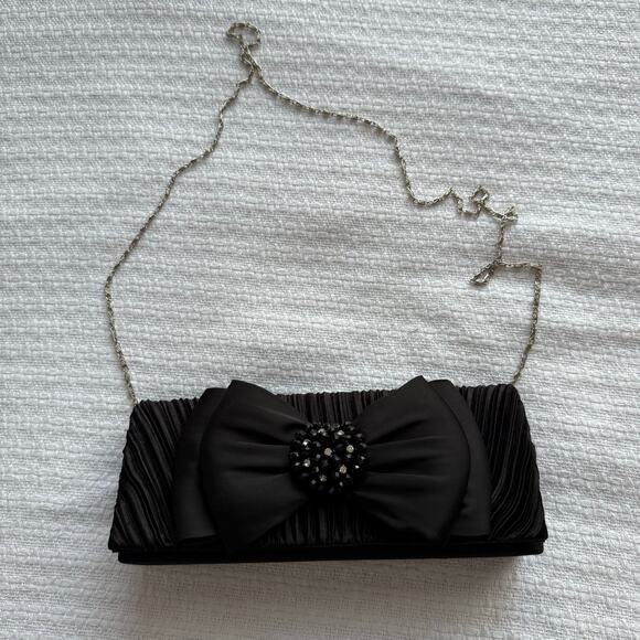 Vintage Whittall & Shon Black Satin with Bow Evening Bag - Picture 6 of 10